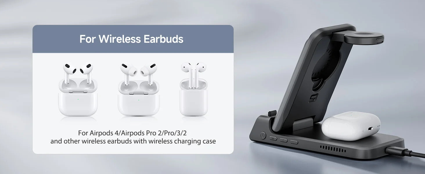 SwanScout 703A chargeur sans fil pour iPhone 17 16 15 14 Station de charge pour Apple Watch 11 10 9 Ultra 3 SE 2