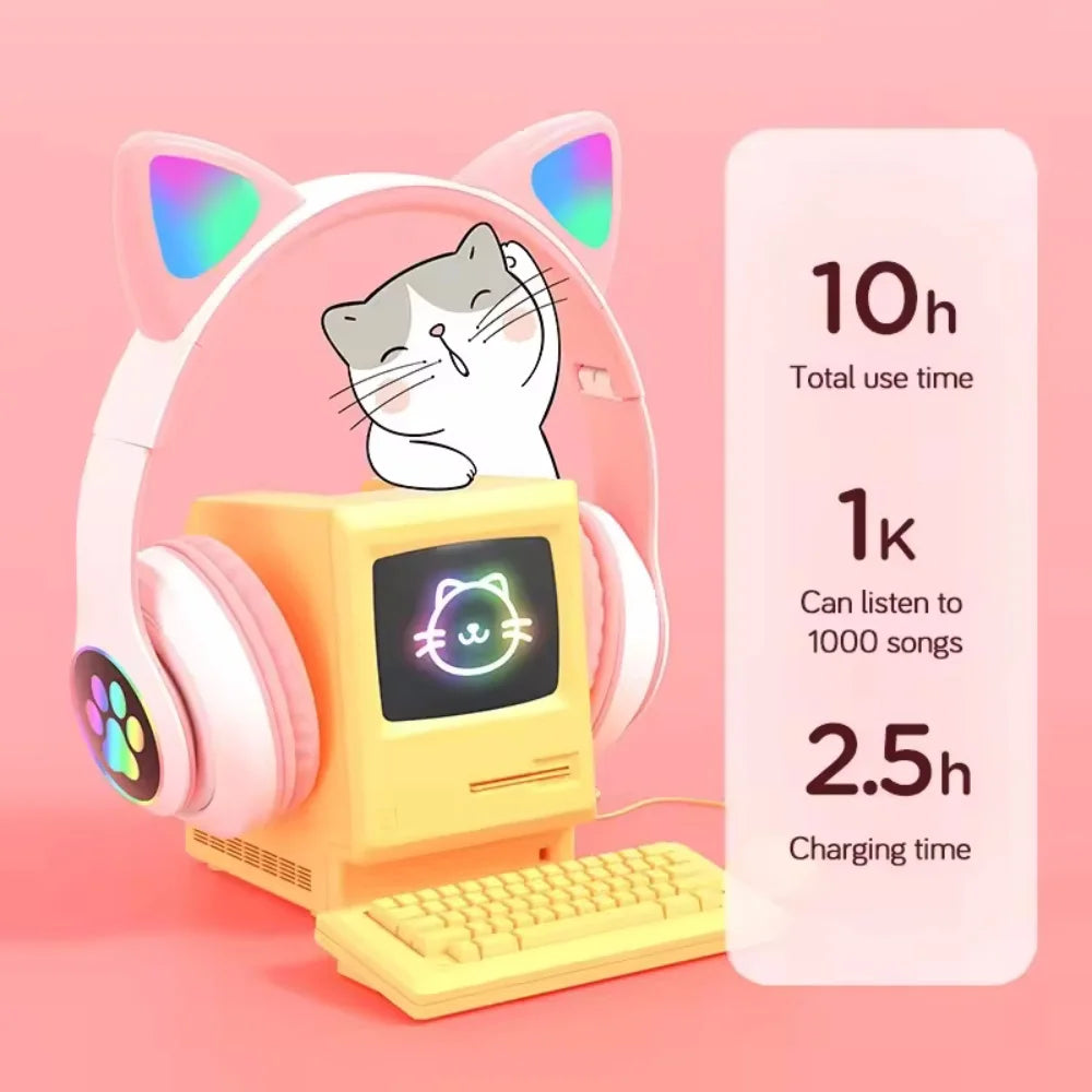 Casque oreilles de chat sans fil avec micro