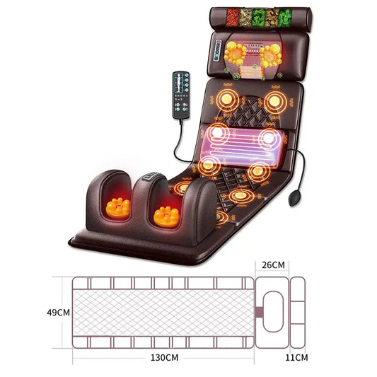 Matelas de Massage chauffant électrique vibrant, coussin de Massage infrarouge pour le cou, le dos et les pieds, douleur complète du corps, soulagement du Stress, relaxation du corps