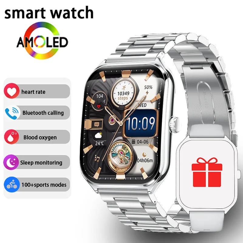 Montre Connectée Ultra-Fine Écran AMOLED 1,96" – Affichage Permanent, Bracelet au Choix