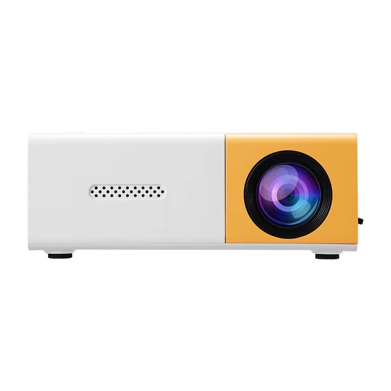 Mini projecteur portable Full HD 1080p deux tons blanc-jaune avec lentille