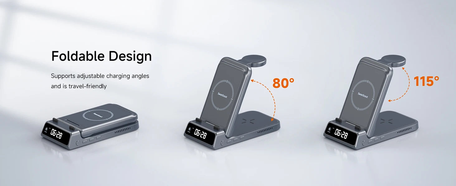 SwanScout 703S Station de recharge pour Samsung S25 S24 Ultra S23 Z Flip 7 Z Fold 7 chargeur sans fil pour Galaxy Watch