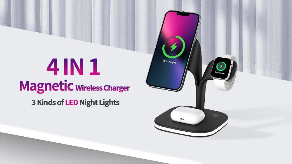 Station de charge sans fil 3 en 1 15W, support de charge rapide pour Samsung Galaxy Watch 4, iPhone 14 13 12 Huawei, Airpods 2