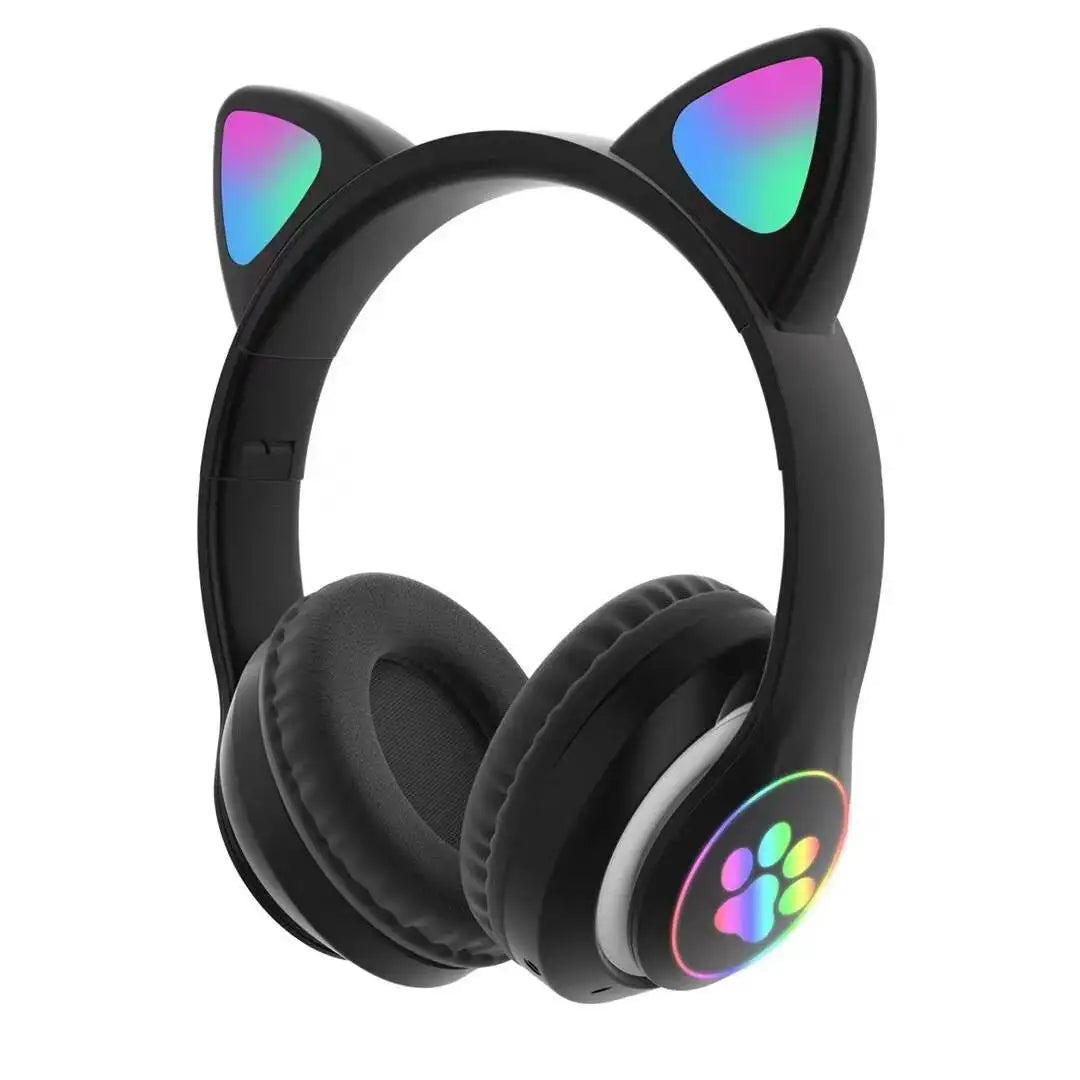 Casque Bluetooth oreilles de chat LED noir