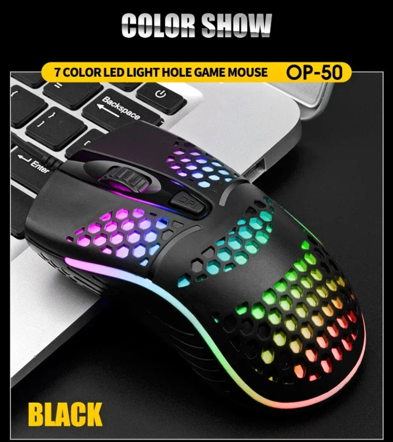 Souris Gaming RGB 7200 DPI – Ergonomique, 4 Coloris