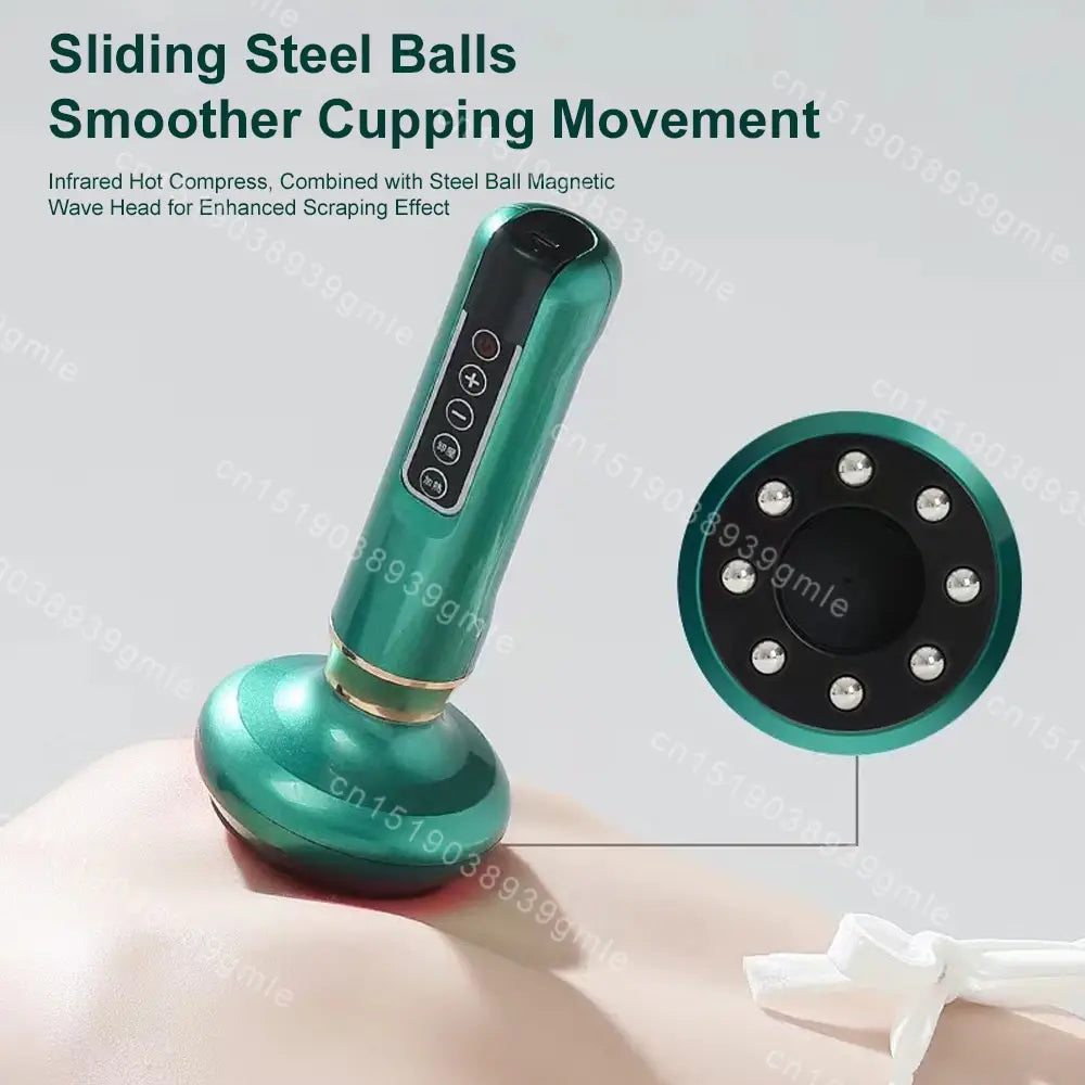 Appareil de massage électrique multifonctionnel teal avec tête magnétique et infrarouge chauffant.