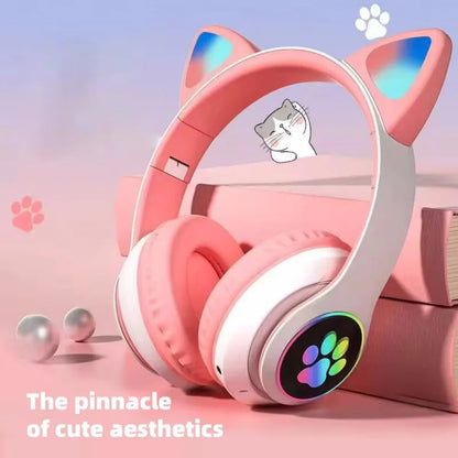 Casque Bluetooth oreilles de chat LED lumineux