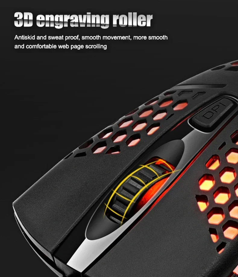 Souris Gaming RGB 7200 DPI – Ergonomique, 4 Coloris