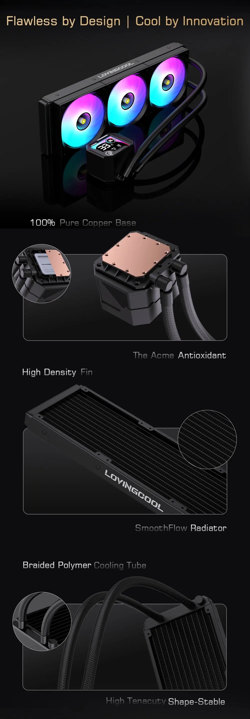 Watercooling CPU ARGB LOVINGCOOL AK – Écran Dynamique (240/360 mm)