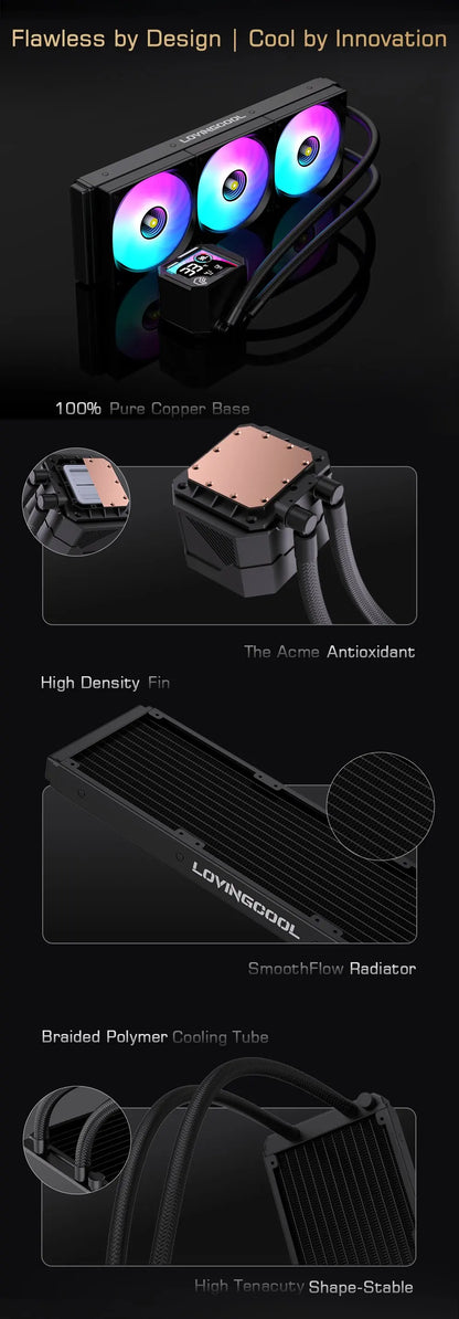 Watercooling CPU ARGB LOVINGCOOL AK – Écran Dynamique (240/360 mm)