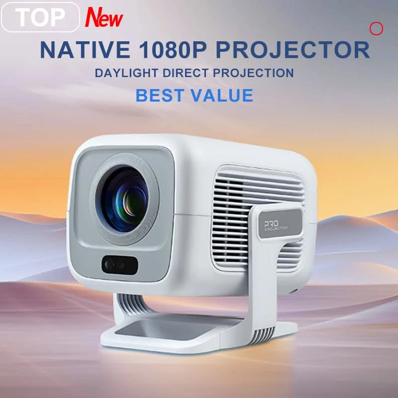 Vidéoprojecteur Mini 1080P Autofocus – 4K, Android, WiFi 6, Bluetooth 5.4, Rotation 360°