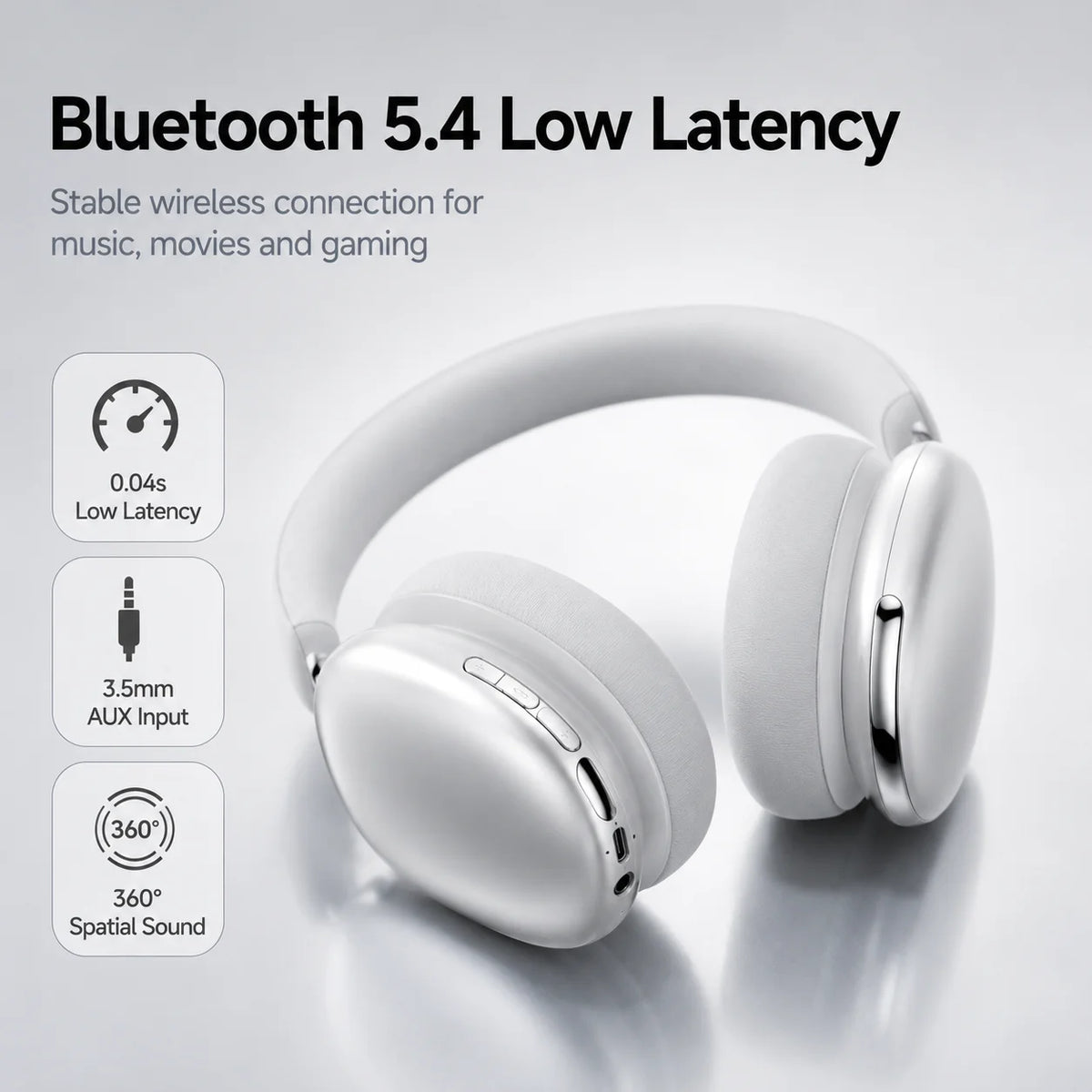 Casque Sans Fil Réduction de Bruit Active Hybride – 50 h d'Autonomie, Bluetooth 5.4