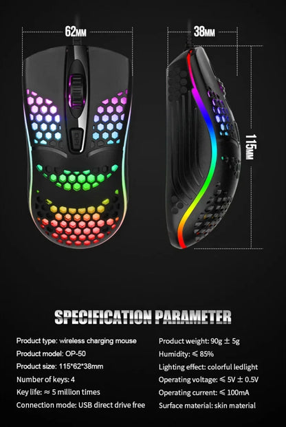 Souris Gaming RGB 7200 DPI – Ergonomique, 4 Coloris