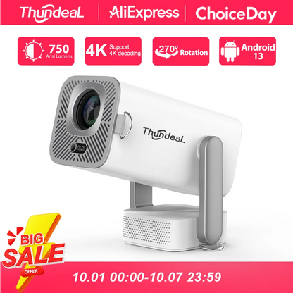Vidéoprojecteur Full HD 1080P Android – 4K, WiFi 6, Mise au Point Électrique, 750 ANSI