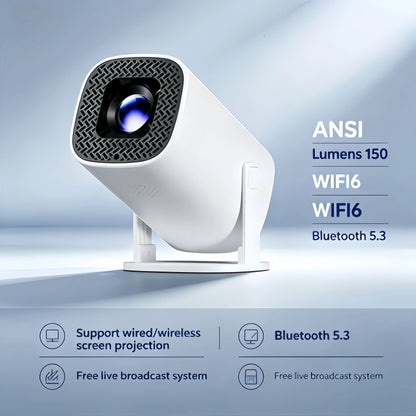 Mini Vidéoprojecteur Portable – Recopie d'Écran Sans Fil, Bluetooth 5.3, Compatible 1080P
