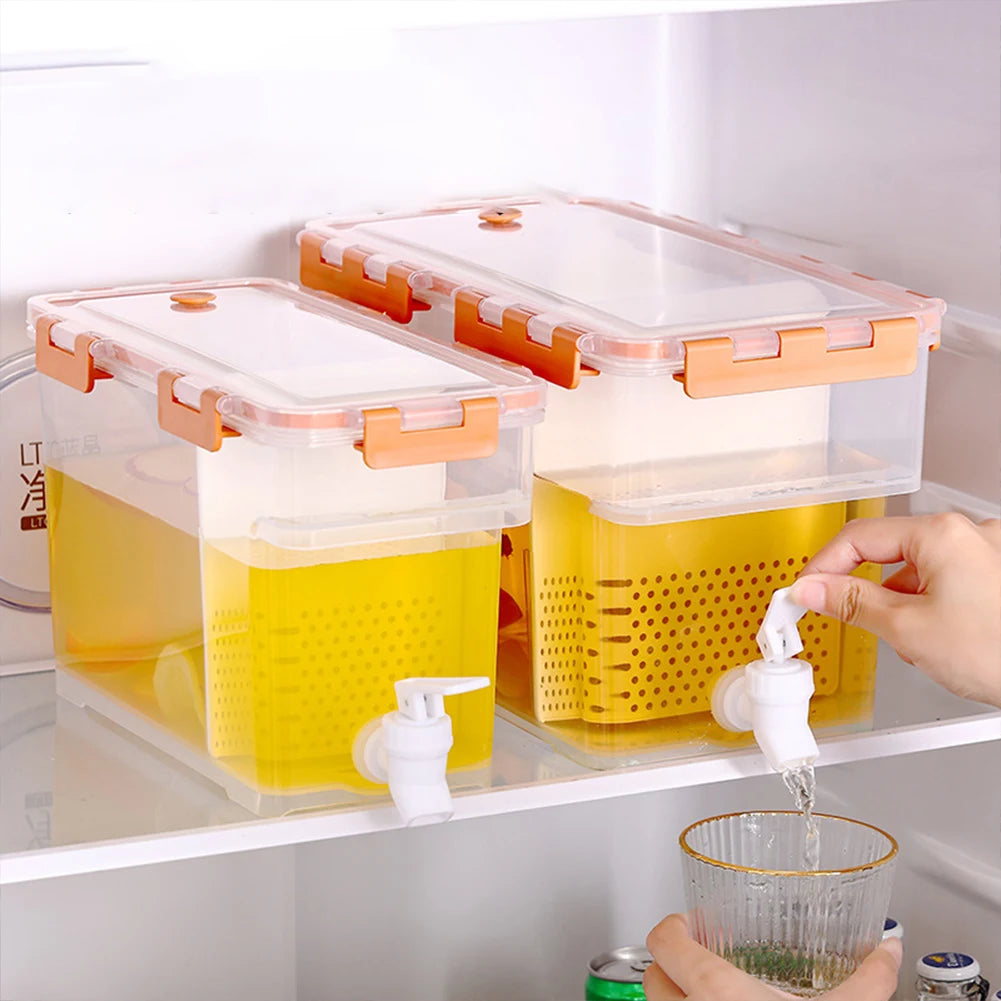 Carafe à eau froide 3.5L-6L avec liquide jaune, pour réfrigérateur et camping