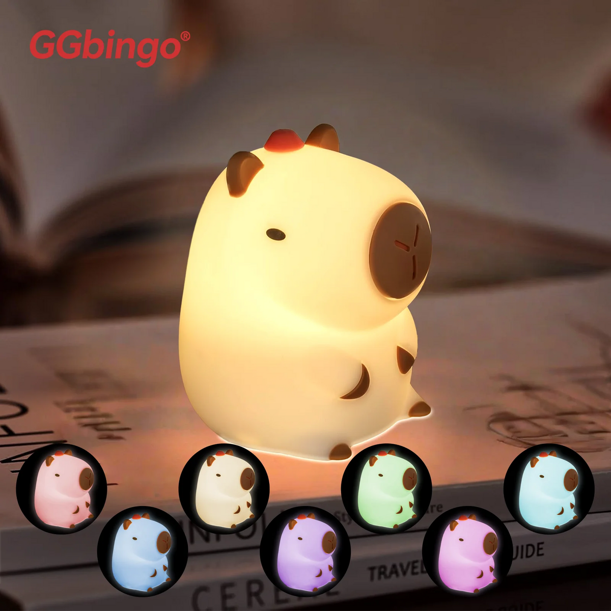 Veilleuse capybara en silicone rechargeable