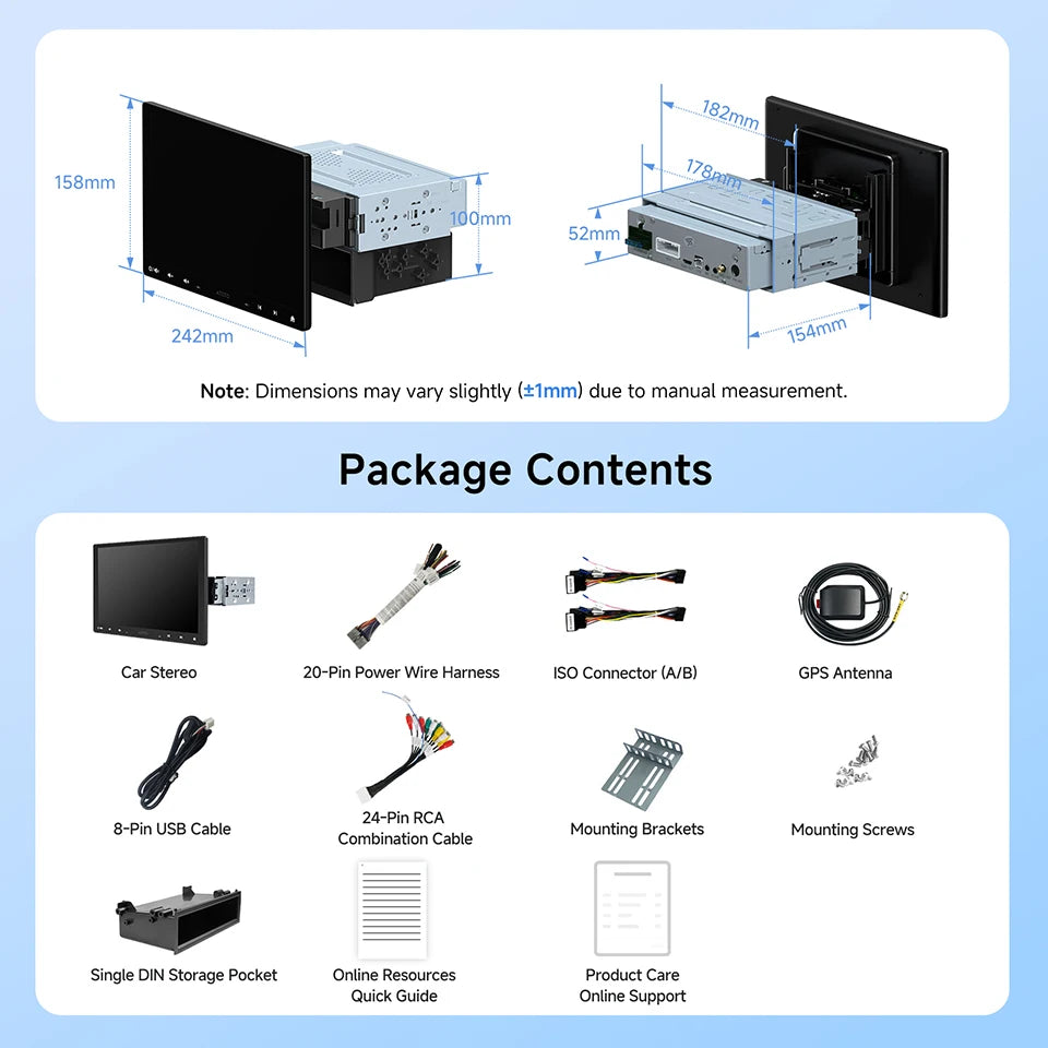 ATOTO Android autoradio A5L 10 pouces 1 Din avec fil Apple CarPlay Android Auto