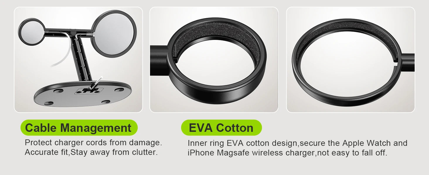 EWA – station de chargement MagSafe 2 en 1 pour iPhone 16/15/14/13/12 et Apple Watch Series SE station d’accueil