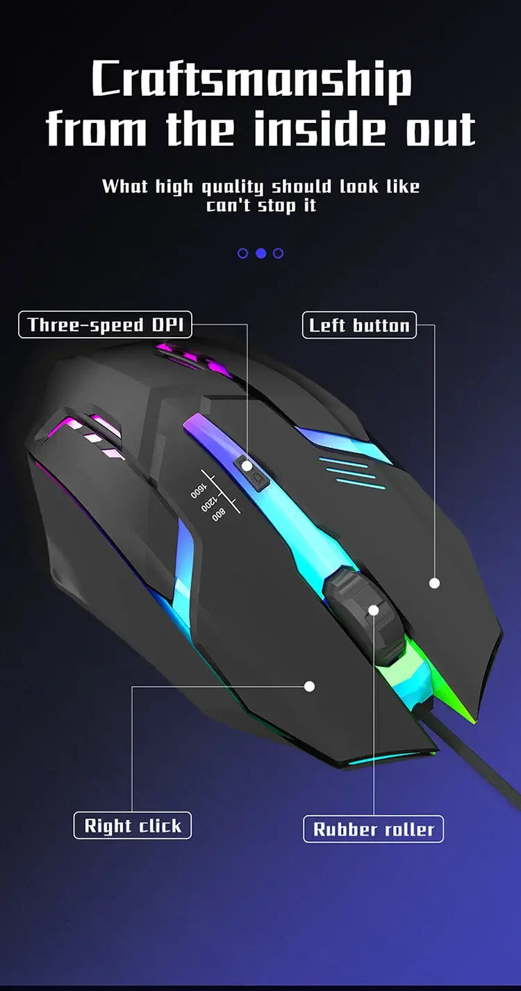Souris Gaming RGB Filaire – 3 Niveaux de DPI