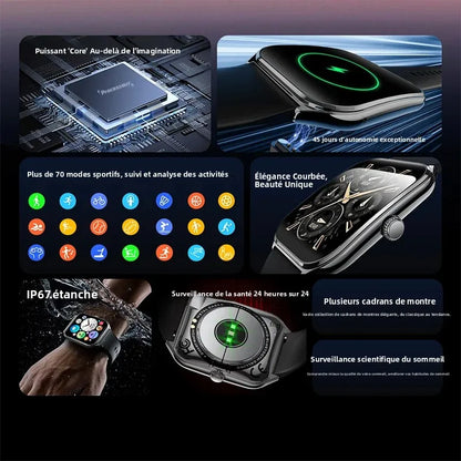 Montre Connectée Ultra-Fine Écran AMOLED 1,96" – Affichage Permanent, Bracelet au Choix
