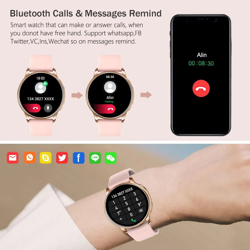 Montre Connectée Appels Bluetooth – Cadrans Personnalisables, 100+ Sports, IP68