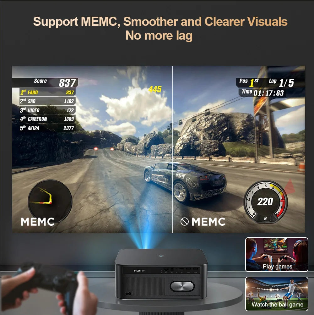 Projecteur TD98Pro 3000ANSI 4K noir rectangulaire avec WiFi Android