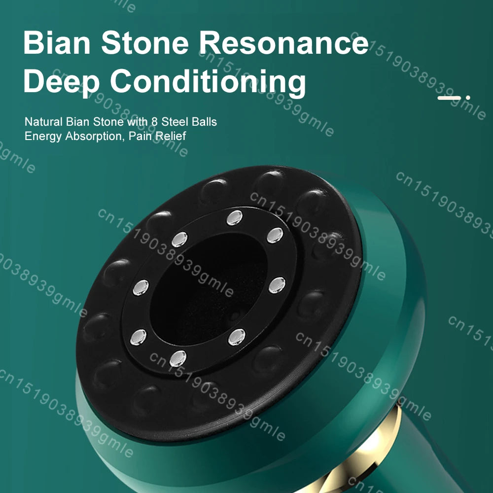 Appareil de massage électrique multifonctionnel Guasha chauffant anti-cellulite avec pierre bian teal et noire