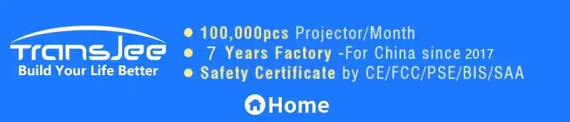 Logo Transjee bleu pour mini projecteur A2000 de poche 1000 lumens