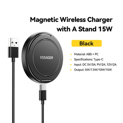 Chargeur Sans Fil Magnétique 15W avec Support – iPhone & AirPods