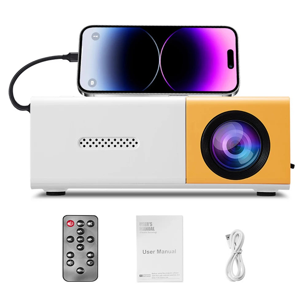 Mini projecteur portable deux tons blanc-jaune Full HD 1080p