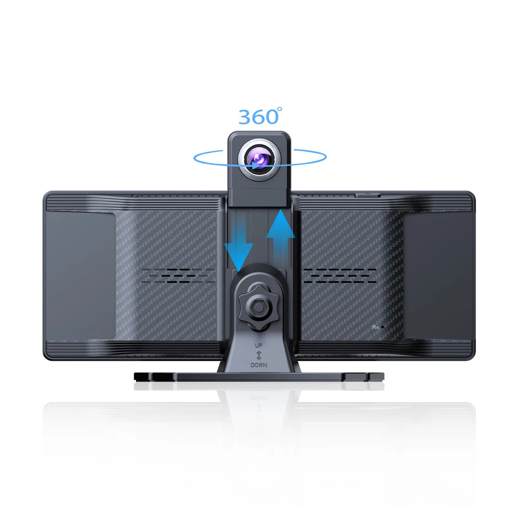 Voiture universelle 10,26’’ intelligente 4K 360 ° Caméra de tableau de bord DVR pour voiture rotative sans fil CarPlay