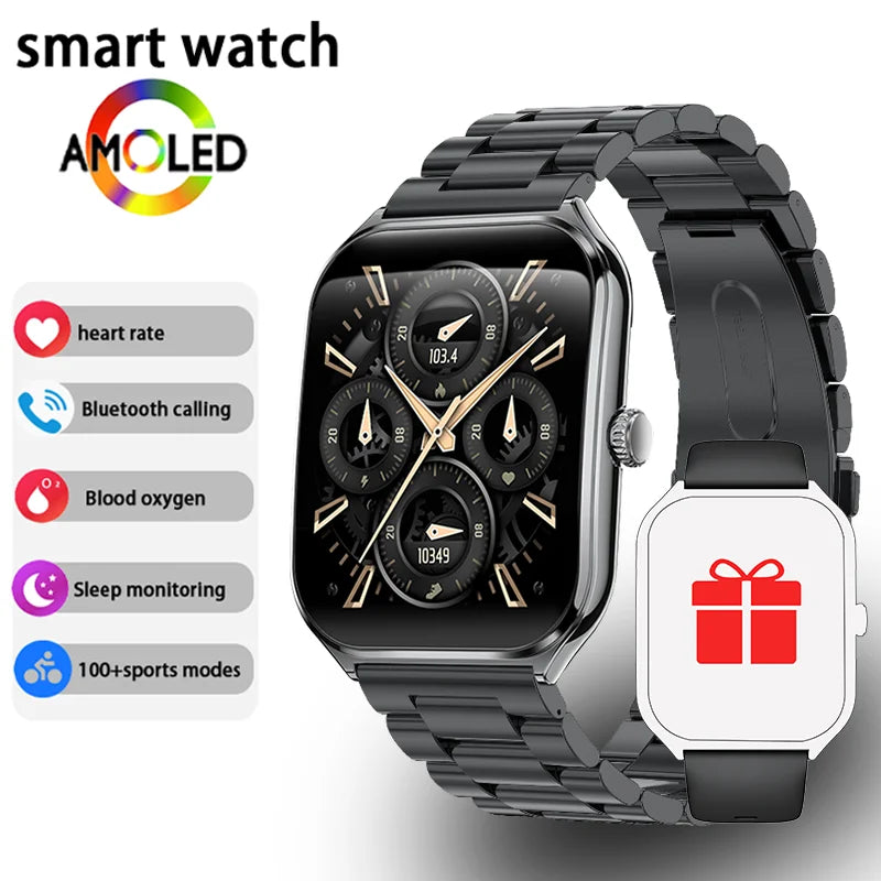 Montre Connectée Ultra-Fine Écran AMOLED 1,96" – Affichage Permanent, Bracelet au Choix