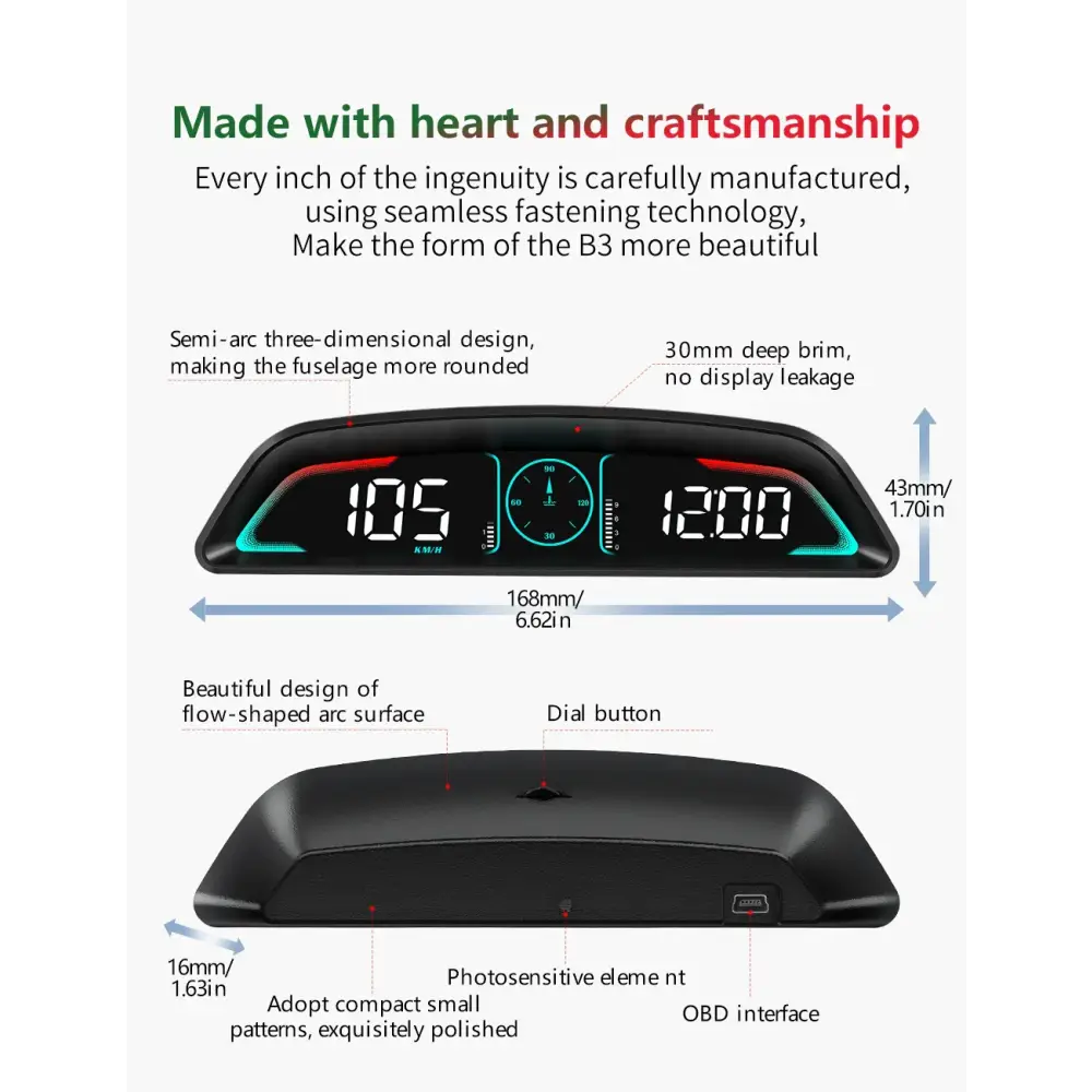AD voiture B3 OBD HUD G3 GPS HUD affichage tête haute compteur de vitesse numérique réveil de survitesse RPM tension