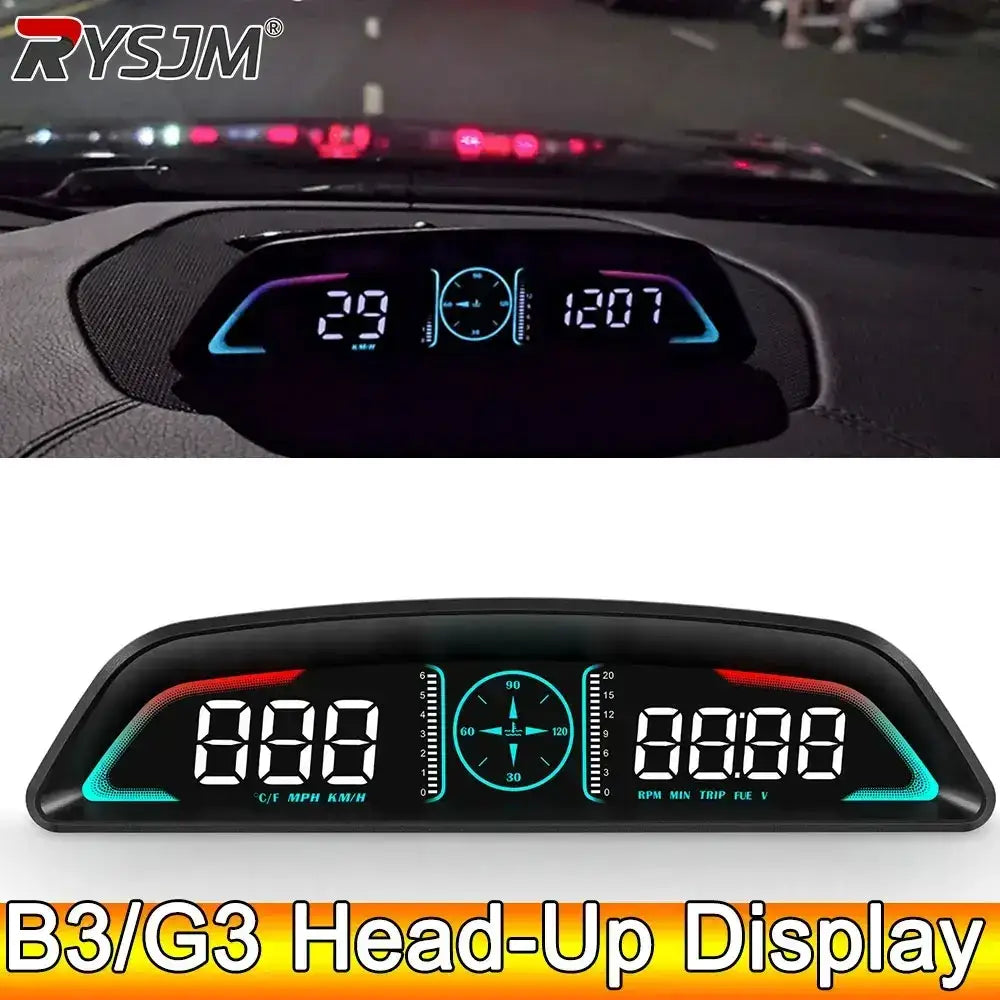 AD voiture B3 OBD HUD G3 GPS HUD affichage tête haute compteur de vitesse numérique réveil de survitesse RPM tension