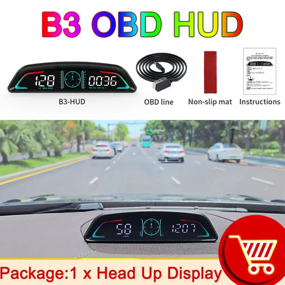 AD voiture B3 OBD HUD G3 GPS HUD affichage tête haute compteur de vitesse numérique réveil de survitesse RPM tension