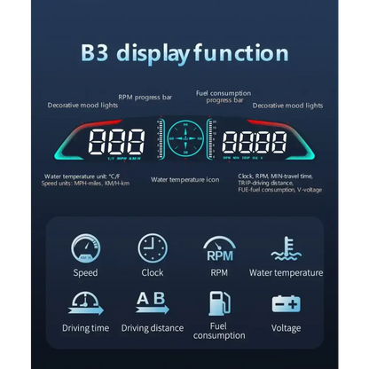AD voiture B3 OBD HUD G3 GPS HUD affichage tête haute compteur de vitesse numérique réveil de survitesse RPM tension