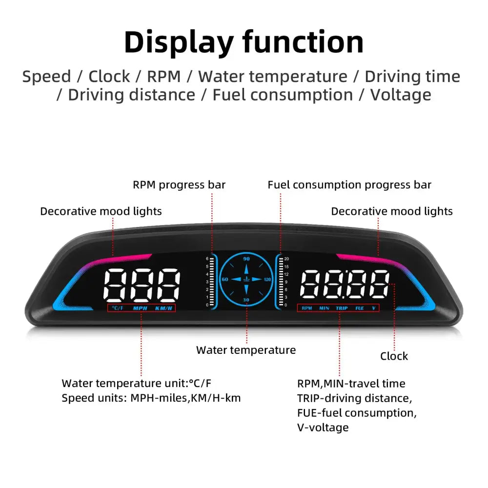 AD voiture B3 OBD HUD G3 GPS HUD affichage tête haute compteur de vitesse numérique réveil de survitesse RPM tension