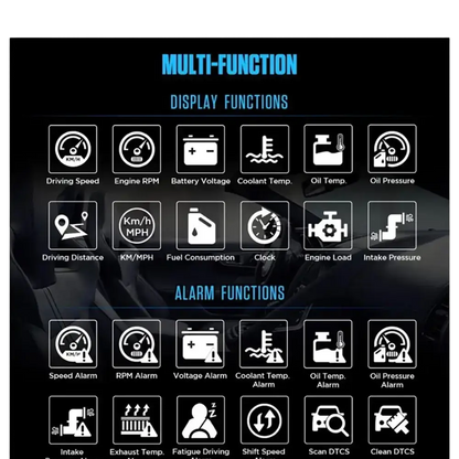 Affichage tête haute HUD pour voiture ordinateur de conduite OBD numérique compteur de vitesse multifonction - A208