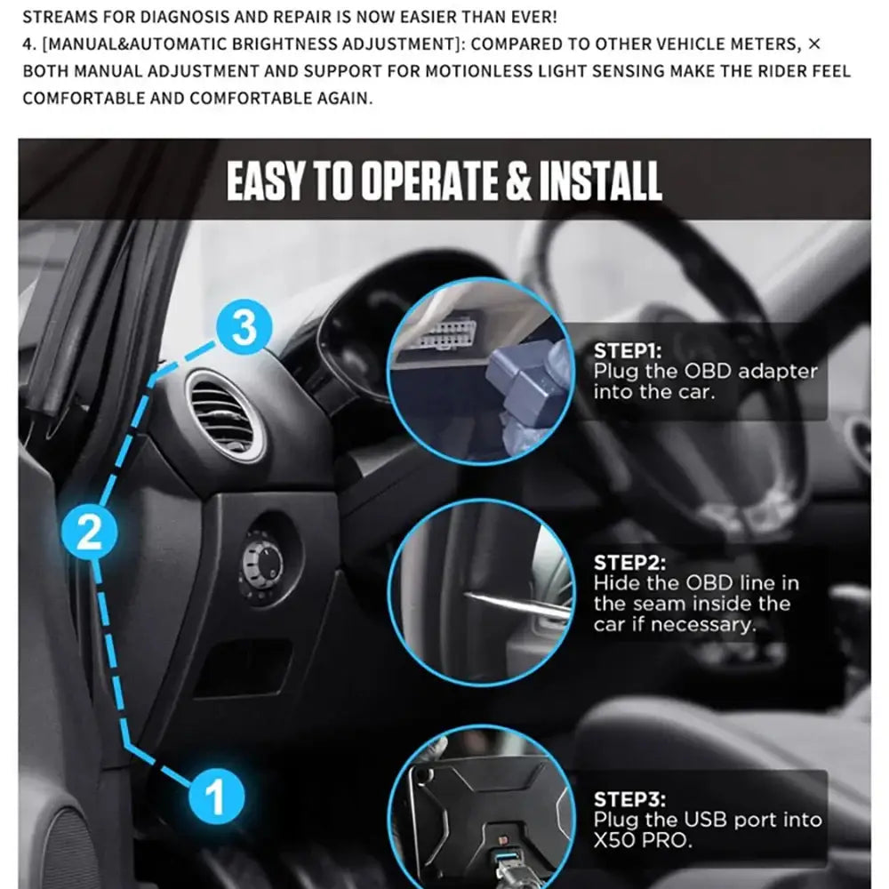 Affichage tête haute HUD pour voiture ordinateur de conduite OBD numérique compteur de vitesse multifonction - A208