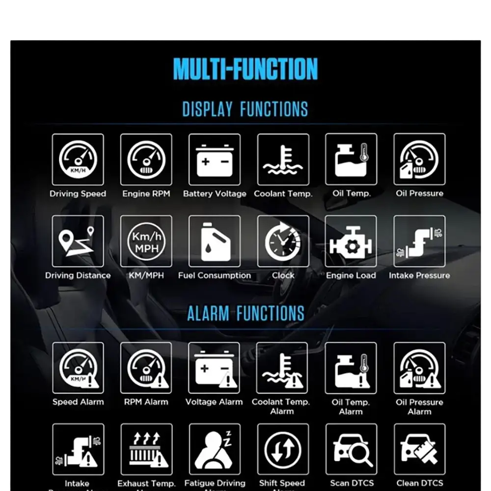 Affichage tête haute HUD pour voiture ordinateur de conduite OBD numérique compteur de vitesse multifonction - A208