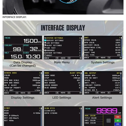 Affichage tête haute HUD pour voiture ordinateur de conduite OBD numérique compteur de vitesse multifonction - A208