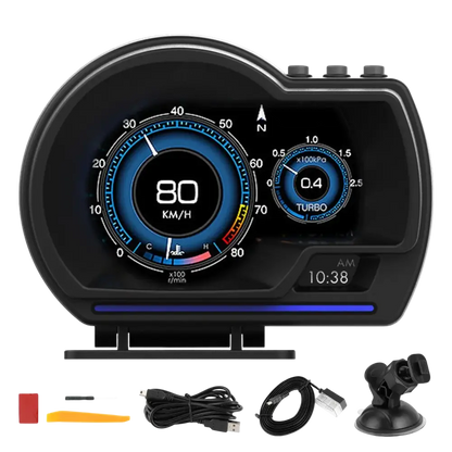 Affichage tête haute numérique OBD2 + GPS affichage tête haute jauge intelligente compteur de vitesse HUD alarme Turbo