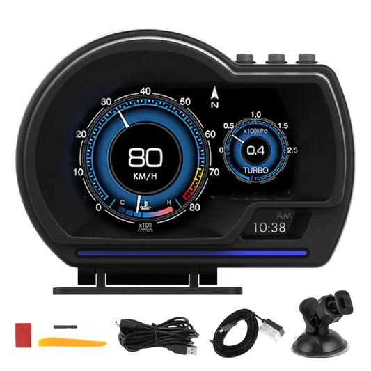 Affichage tête haute numérique OBD2 + GPS affichage tête haute jauge intelligente compteur de vitesse HUD alarme Turbo