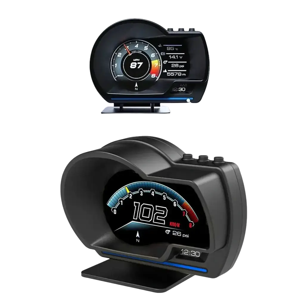 Affichage tête haute numérique OBD2 + GPS affichage tête haute jauge intelligente compteur de vitesse HUD alarme Turbo