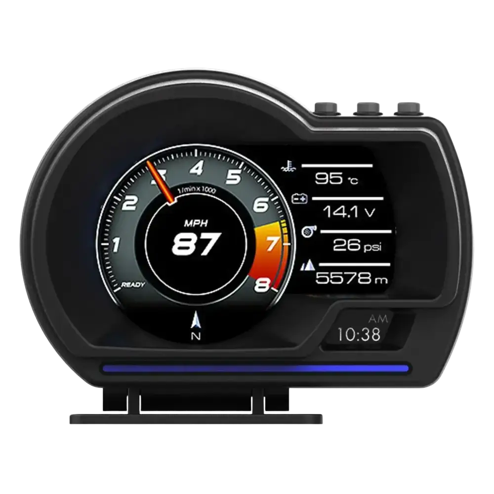 Affichage tête haute numérique OBD2 + GPS affichage tête haute jauge intelligente compteur de vitesse HUD alarme Turbo