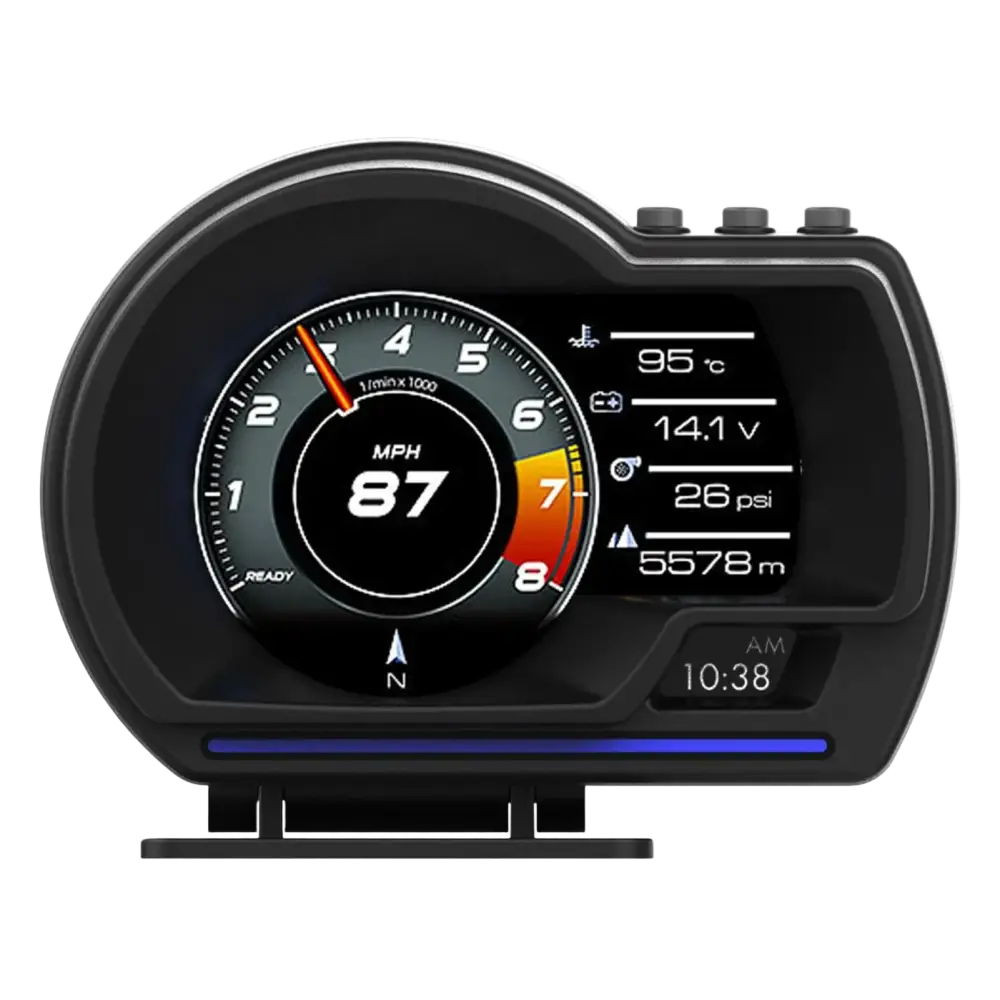 Affichage tête haute numérique OBD2 + GPS affichage tête haute jauge intelligente compteur de vitesse HUD alarme Turbo