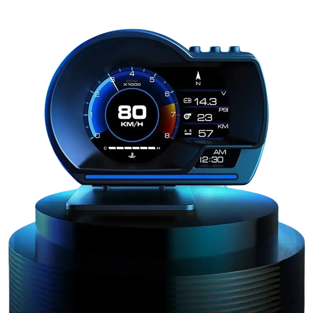Affichage tête haute numérique OBD2 + GPS affichage tête haute jauge intelligente compteur de vitesse HUD alarme Turbo