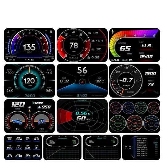 Affichage tête haute OBD + GPS HUD P24 pour voiture compteur de vitesse numérique température de l’eau consommation