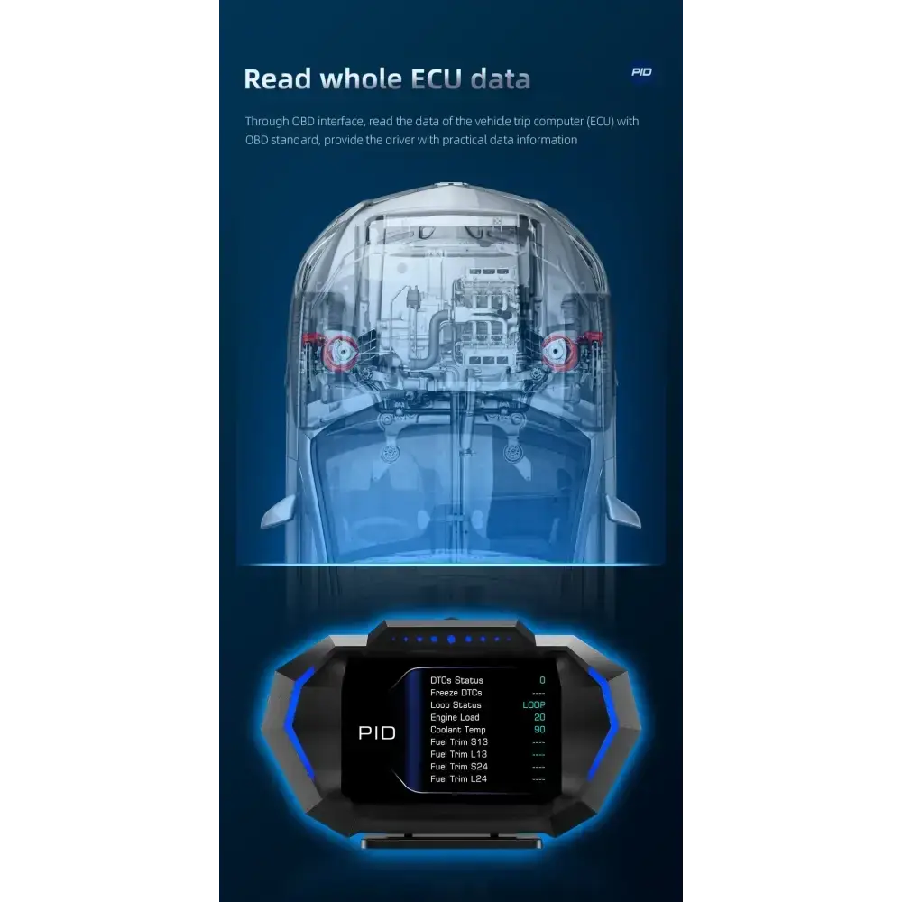 Affichage tête haute OBD + GPS HUD P24 pour voiture compteur de vitesse numérique température de l’eau consommation